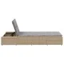 Tumbona con cojín flotante ratán sintético beige de , Tumbonas - Ref: Foro24-4104205, Precio: 246,82 €, Descuento: %