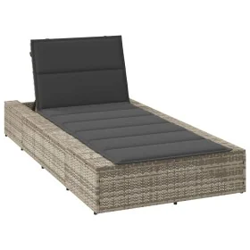 Tumbona con cojín flotante ratán sintético gris de , Tumbonas - Ref: Foro24-4104207, Precio: 245,79 €, Descuento: %