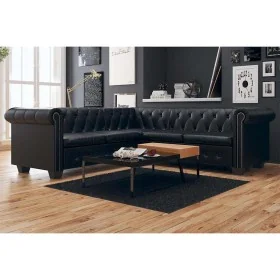 Sofá de esquina Chesterfield 5 plazas cuero artificial negro de , Sofás - Ref: Foro24-243614, Precio: 943,16 €, Descuento: %