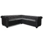 Sofá de esquina Chesterfield 5 plazas cuero artificial negro de , Sofás - Ref: Foro24-243614, Precio: 943,16 €, Descuento: %
