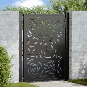 Puerta de jardín diseño llama acero negro 105x130 cm by , garden gates - Ref: Foro24-4100990, Price: 208,07 €, Discount: %