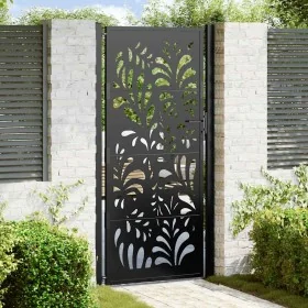 Puerta de jardín diseño ondulado de acero negro 105x205 cm by , garden gates - Ref: Foro24-4100973, Price: 271,87 €, Discount: %