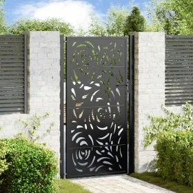 Puerta de jardín diseño llama acero negro 105x180 cm by , garden gates - Ref: Foro24-4100992, Price: 255,58 €, Discount: %