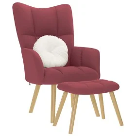 Sillón de relax con taburete tela rojo tinto de , Sillones - Ref: Foro24-4016781, Precio: 125,54 €, Descuento: %
