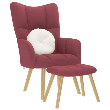 Sillón de relax con taburete tela rojo tinto de , Sillones - Ref: Foro24-4016781, Precio: 125,54 €, Descuento: %