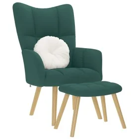 Sillón de relax con taburete tela verde oscuro de , Sillones - Ref: Foro24-4016783, Precio: 139,14 €, Descuento: %