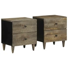 Mesitas noche 2 uds madera maciza mango gris claro 40x33x46 cm de , Mesitas de noche - Ref: Foro24-4017791, Precio: 126,22 €,...