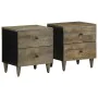 Mesitas noche 2 uds madera maciza mango gris claro 40x33x46 cm de , Mesitas de noche - Ref: Foro24-4017791, Precio: 126,22 €,...
