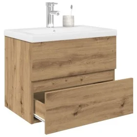 Mueble para lavabo con lavabo integrado y grifo roble artesanal de , Tocadores de baño - Ref: Foro24-3328932, Precio: 199,98 ...
