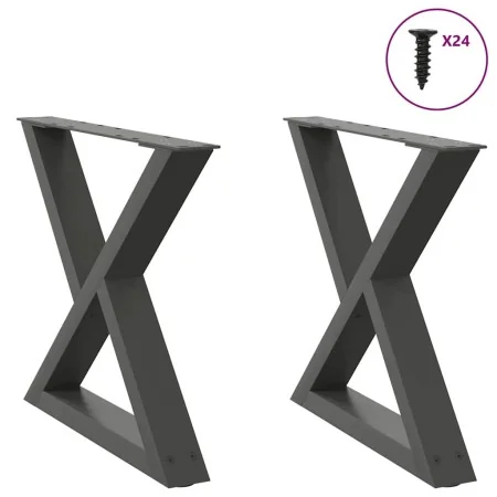 Patas para mesa de centro 2 uds acero antracita 60x(42-43,3) cm de , Patas para mesas - Ref: Foro24-4012710, Precio: 82,95 €,...