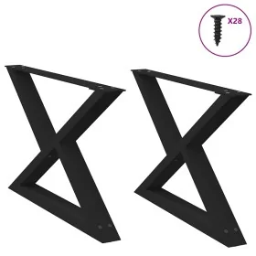 Patas para mesa de centro 2 uds acero negro 70x(42-43,3) cm de , Patas para mesas - Ref: Foro24-4012712, Precio: 84,48 €, Des...