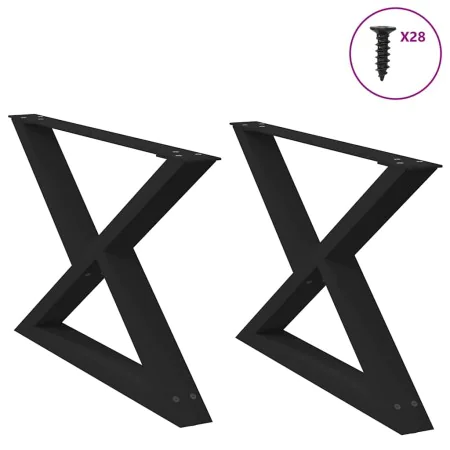 Patas para mesa de centro 2 uds acero negro 70x(42-43,3) cm de , Patas para mesas - Ref: Foro24-4012712, Precio: 84,48 €, Des...