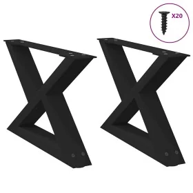 Patas para mesa de centro 2 unidades acero negro 60x(30-31,3)cm by , Table legs - Ref: Foro24-4012688, Price: 73,42 €, Discou...