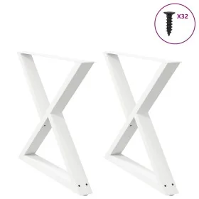 Patas para mesa de comedor 2 uds acero blanco 90x(72-73,3) cm by , Table legs - Ref: Foro24-4012733, Price: 129,77 €, Discoun...