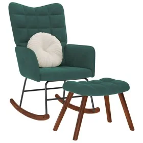 Mecedora con taburete de terciopelo verde oscuro de , Mecedoras - Ref: Foro24-4016845, Precio: 139,17 €, Descuento: %