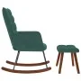 Mecedora con taburete de terciopelo verde oscuro de , Mecedoras - Ref: Foro24-4016845, Precio: 139,17 €, Descuento: %