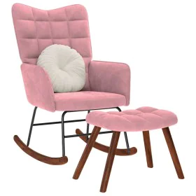 Mecedora con taburete de terciopelo rosa de , Mecedoras - Ref: Foro24-4016847, Precio: 183,75 €, Descuento: %