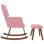 Mecedora con taburete de terciopelo rosa de , Mecedoras - Ref: Foro24-4016847, Precio: 183,75 €, Descuento: %