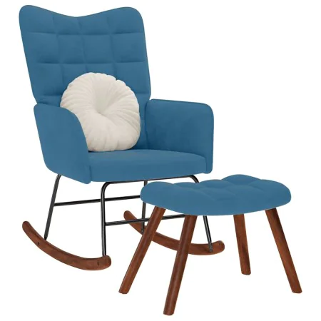 Mecedora con taburete de terciopelo azul de , Mecedoras - Ref: Foro24-4016853, Precio: 140,20 €, Descuento: %