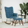 Mecedora con taburete de terciopelo azul de , Mecedoras - Ref: Foro24-4016853, Precio: 140,20 €, Descuento: %