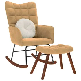 Mecedora con taburete de terciopelo marrón de , Mecedoras - Ref: Foro24-4016851, Precio: 140,20 €, Descuento: %