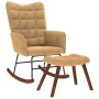 Mecedora con taburete de terciopelo marrón de , Mecedoras - Ref: Foro24-4016851, Precio: 140,20 €, Descuento: %