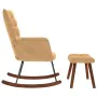Mecedora con taburete de terciopelo marrón de , Mecedoras - Ref: Foro24-4016851, Precio: 140,20 €, Descuento: %