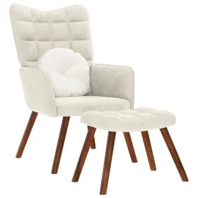 Sillón de relax con taburete terciopelo crema de , Sillones - Ref: Foro24-4016830, Precio: 145,68 €, Descuento: %