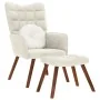 Sillón de relax con taburete terciopelo crema de , Sillones - Ref: Foro24-4016830, Precio: 145,68 €, Descuento: %