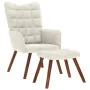 Sillón de relax con taburete terciopelo crema de , Sillones - Ref: Foro24-4016830, Precio: 145,68 €, Descuento: %