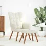 Sillón de relax con taburete terciopelo crema de , Sillones - Ref: Foro24-4016830, Precio: 145,68 €, Descuento: %