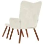 Sillón de relax con taburete terciopelo crema de , Sillones - Ref: Foro24-4016830, Precio: 145,68 €, Descuento: %