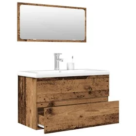 Juego de muebles de baño 3 piezas madera ingeniería envejecida de , Muebles de baño - Ref: Foro24-3328939, Precio: 259,36 €, ...