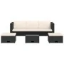 Set de muebles de jardín 4 pzas y cojines ratán sintético negro de vidaXL, Conjuntos de jardín - Ref: Foro24-43104, Precio: 3...
