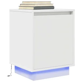Mesilla de noche con luces LED blanca 38x34x50 cm de , Mesitas de noche - Ref: Foro24-861265, Precio: 47,42 €, Descuento: %