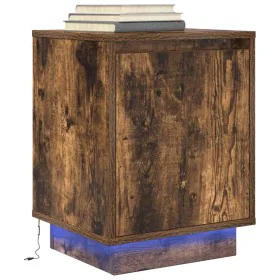 Mesilla de noche con luces LED roble ahumado 38x34x50 cm de , Mesitas de noche - Ref: Foro24-861273, Precio: 46,89 €, Descuen...