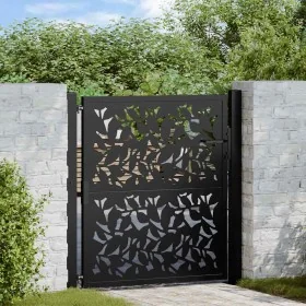 Puerta de jardín diseño hoja de acero negra 105x106 cm de , Puertas de jardín - Ref: Foro24-4100959, Precio: 160,74 €, Descue...