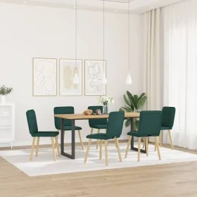 Sillas de comedor 6 unidades tela verde oscuro de , Sillas de comedor - Ref: Foro24-3315595, Precio: 299,32 €, Descuento: %