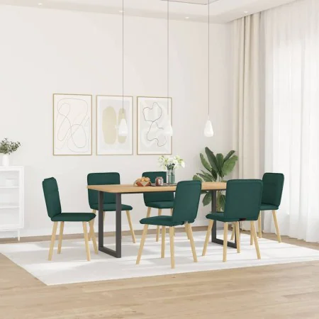 Sillas de comedor 6 unidades tela verde oscuro de , Sillas de comedor - Ref: Foro24-3315595, Precio: 299,32 €, Descuento: %