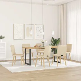Sillas de comedor 6 unidades tela color crema de , Sillas de comedor - Ref: Foro24-3315574, Precio: 294,49 €, Descuento: %