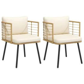 Sillones de jardín con cojines 2 uds ratán sintético natural de , Sillas de jardín - Ref: Foro24-3328657, Precio: 221,31 €, D...