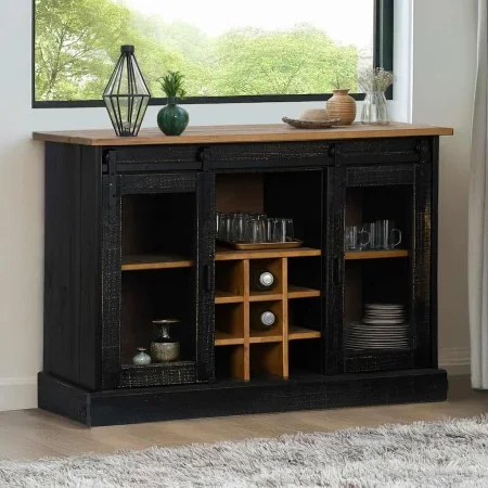 Aparador HALDEN 2 puertas correderas negro 112x40x80 cm de , Aparadores - Ref: Foro24-4018428, Precio: 277,76 €, Descuento: %