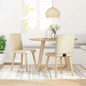 Sillas de comedor 2 unidades tela color crema de , Sillas de comedor - Ref: Foro24-4101128, Precio: 103,64 €, Descuento: %