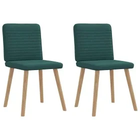 Sillas de comedor 2 unidades tela verde oscuro de , Sillas de comedor - Ref: Foro24-4101149, Precio: 103,24 €, Descuento: %