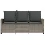 Sofá jardín de 3 plazas con cojín y mesa gris ratán sintético de , Sofás de exterior - Ref: Foro24-4103856, Precio: 302,43 €,...