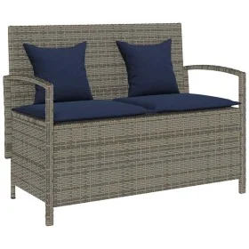 Banco de jardín con almacenaje y cojín gris ratán sintético de , Bancos de jardín - Ref: Foro24-4104218, Precio: 211,08 €, De...