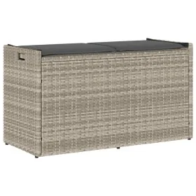 Banco de almacenaje con cojín gris claro 100 cm ratán sintético de , Bancos de jardín - Ref: Foro24-4104065, Precio: 146,45 €...
