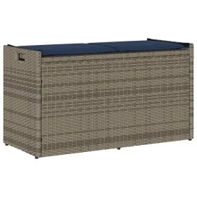 Banco de almacenaje con cojín gris 100 cm ratán sintético de , Bancos de jardín - Ref: Foro24-4104067, Precio: 132,85 €, Desc...