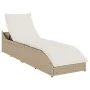 Tumbona plegable con cojín y espacio beige ratán sintético de , Tumbonas - Ref: Foro24-4104224, Precio: 247,76 €, Descuento: %