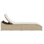 Tumbona plegable con cojín y espacio beige ratán sintético de , Tumbonas - Ref: Foro24-4104224, Precio: 247,76 €, Descuento: %